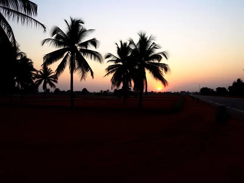 Cleared land at dusk in Ukhiri Community, Benin City